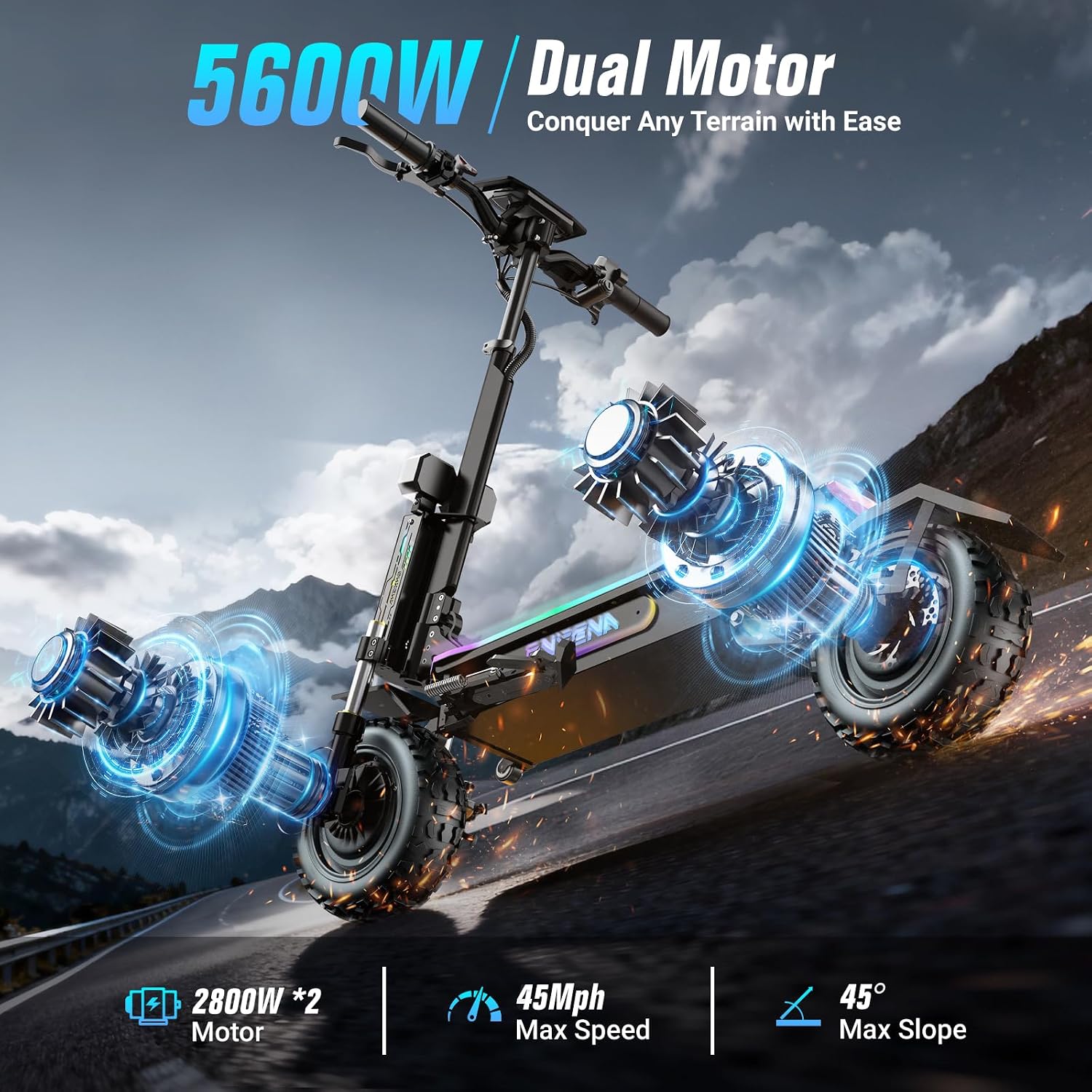 GT7 Electric Scooters Adults-  - огляд і ціна 60V 5600W Dual Motor Electric Scooter